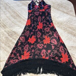 Anne.X Vintage Floral A-Line Slip Dress – Fringe Hem | Size S